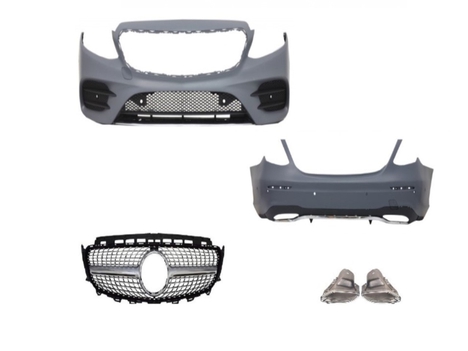 MERCEDES W213 E SERISI IÇIN UYUMLU AMG GÖRÜNÜM SET (ÖN ARKA TAMPON, DIAMOND PANJUR,EGZOZLAR)
